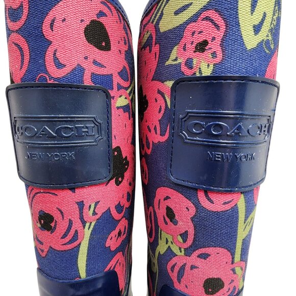 Coach Rubber Boots for Women | Mercari Coach Navy & Pink Floral Print Rain Boots Womens Size 9
